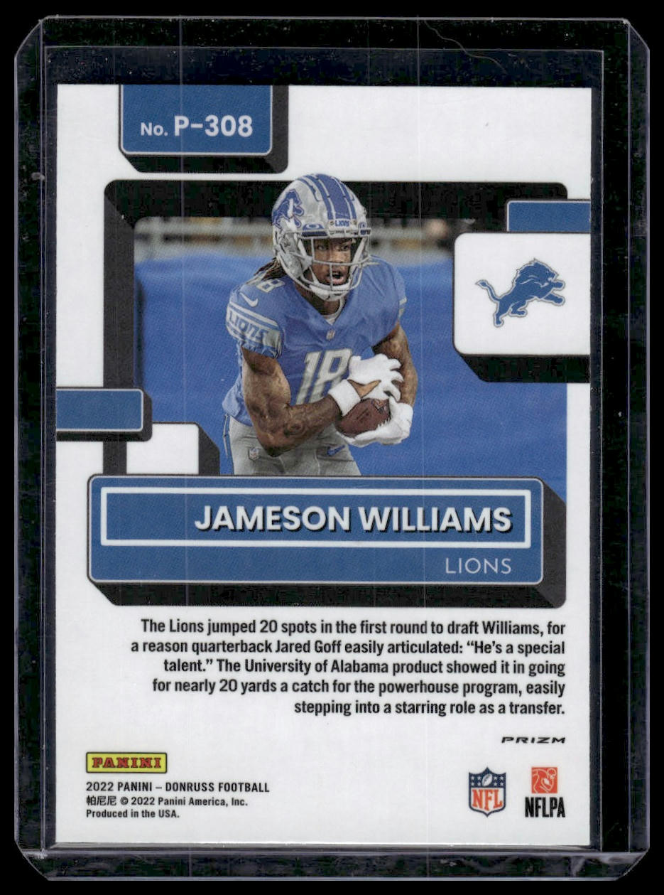 2022 Donruss #P-308 Jameson Williams Optic Rated Rookies Preview Red and Green