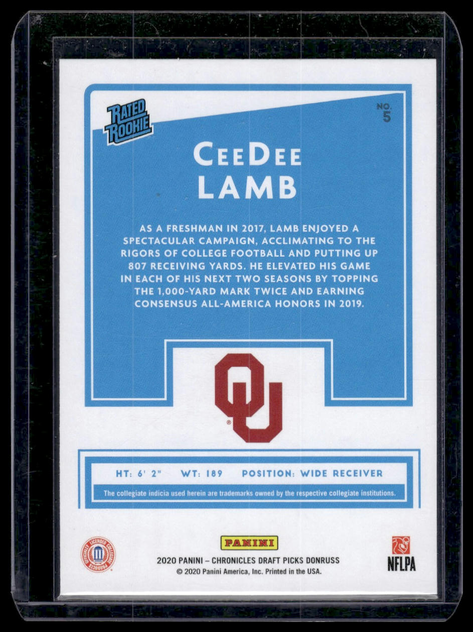 2020 Panini Chronicles Draft Picks #5 CeeDee Lamb Rated Rookies Draft Picks