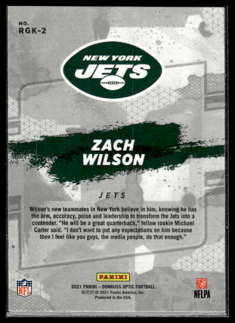 2021 Donruss Optic #RGK-2 Zach Wilson Rookie Gridiron Kings