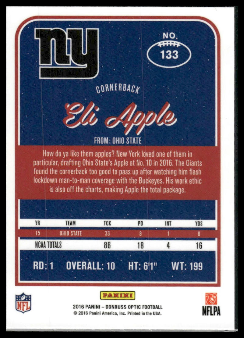 2016 Donruss Optic #133 Eli Apple Pink