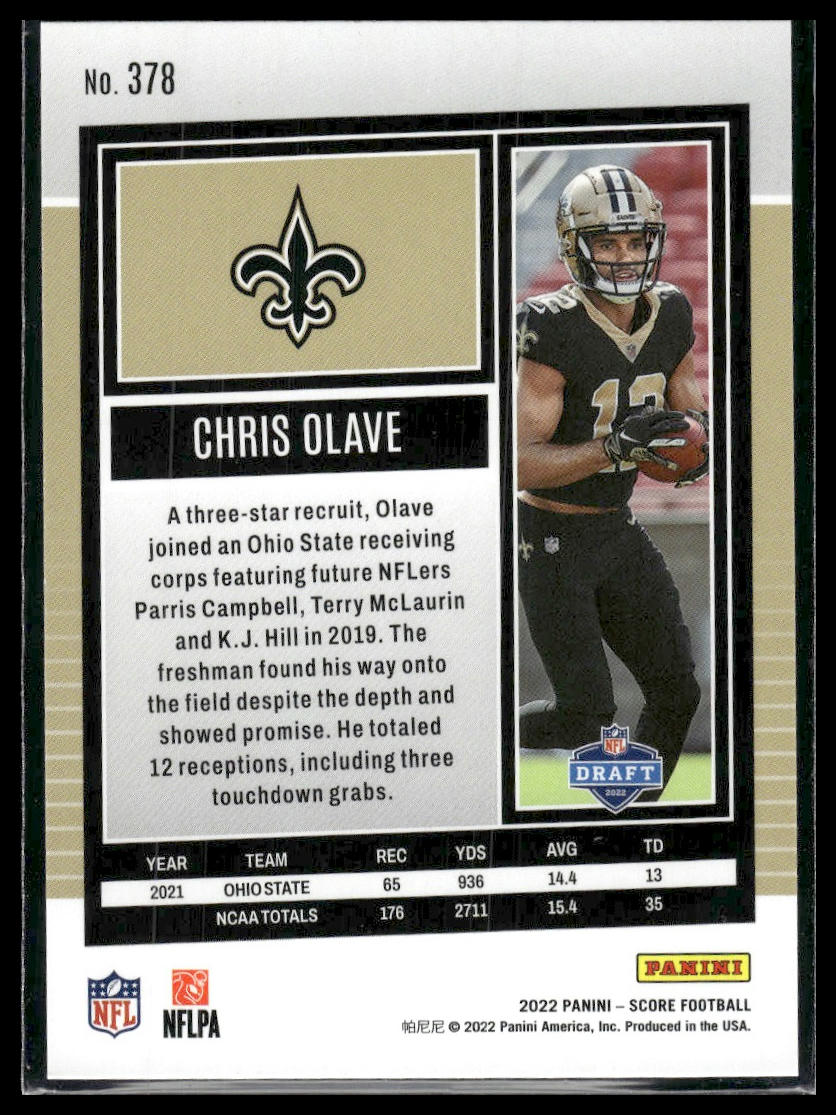 2022 Score #378 Chris Olave Purple