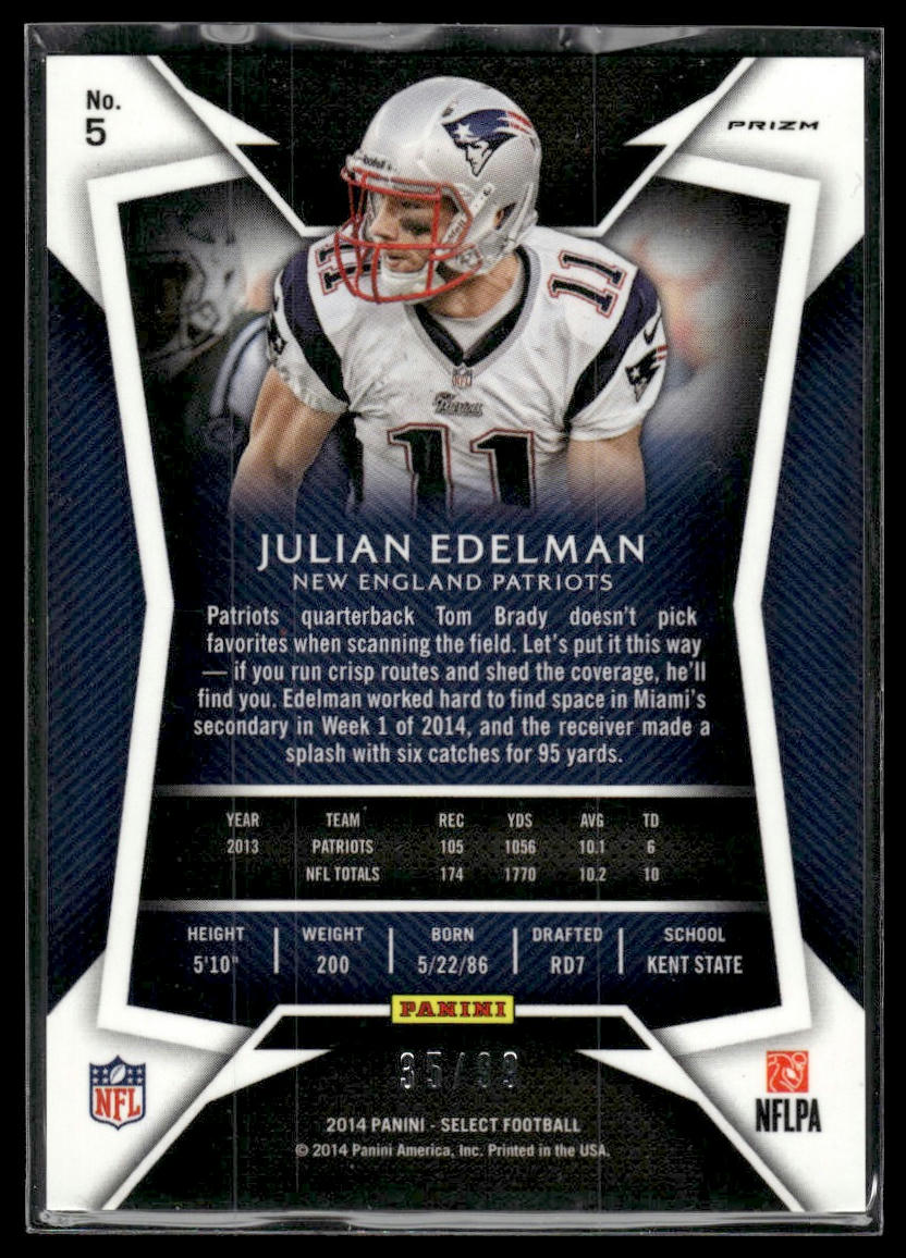 2014 Panini Select #5 Julian Edelman Prizm Red #/99