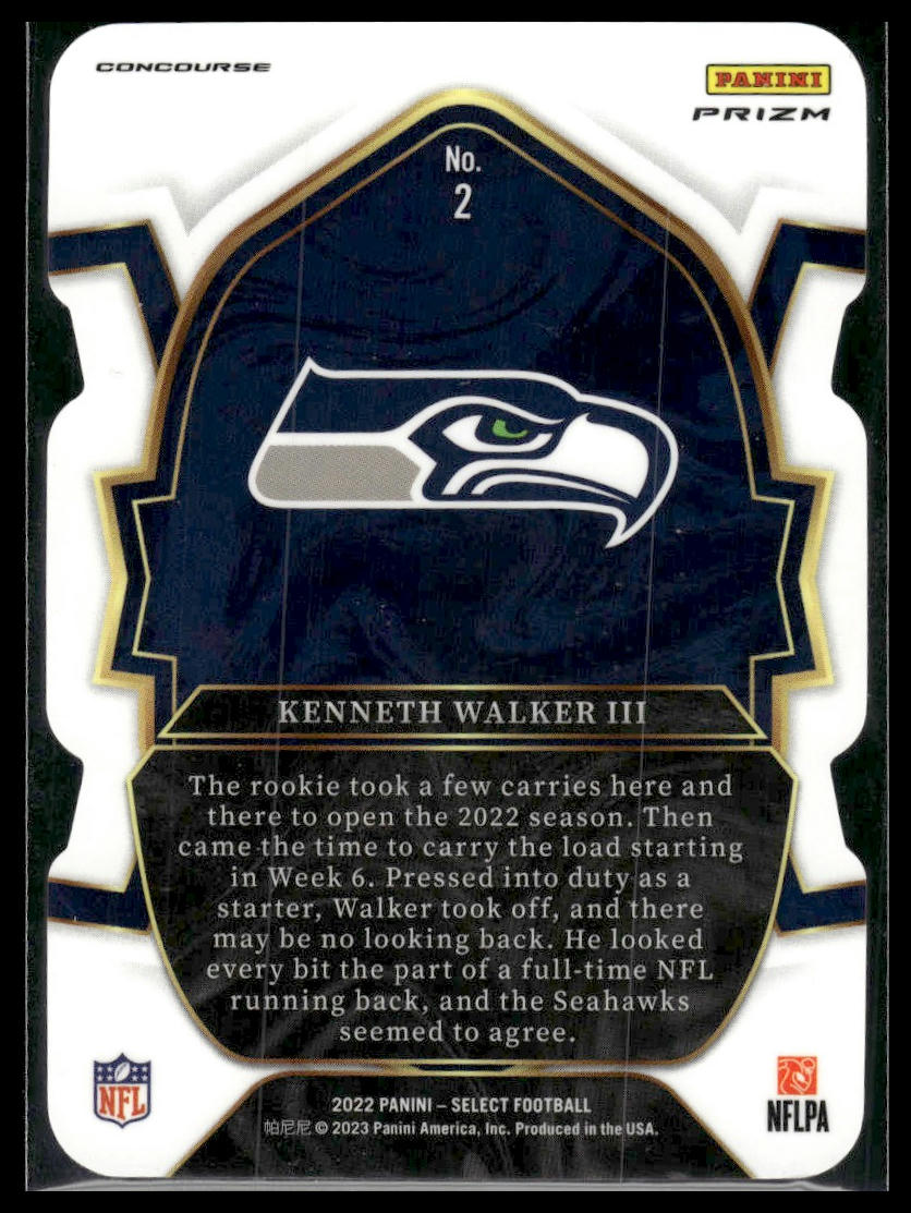 2022 Panini Select #2 Kenneth Walker III Black and Red Prizm Die Cut