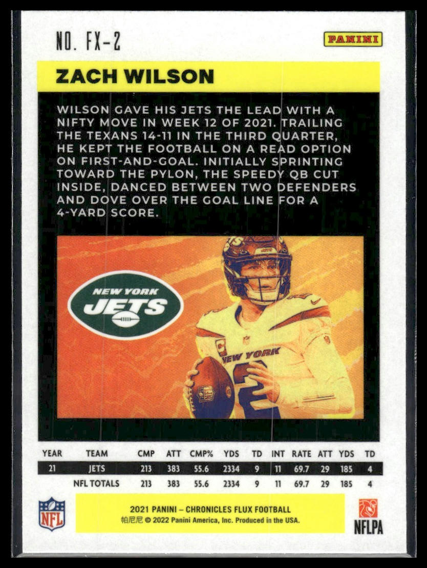 2021 Panini Chronicles #FX-2 Zach Wilson Flux Rookies