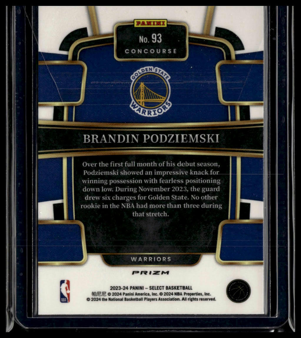 2023-24 Panini Select #93 Brandin Podziemski Silver Prizms