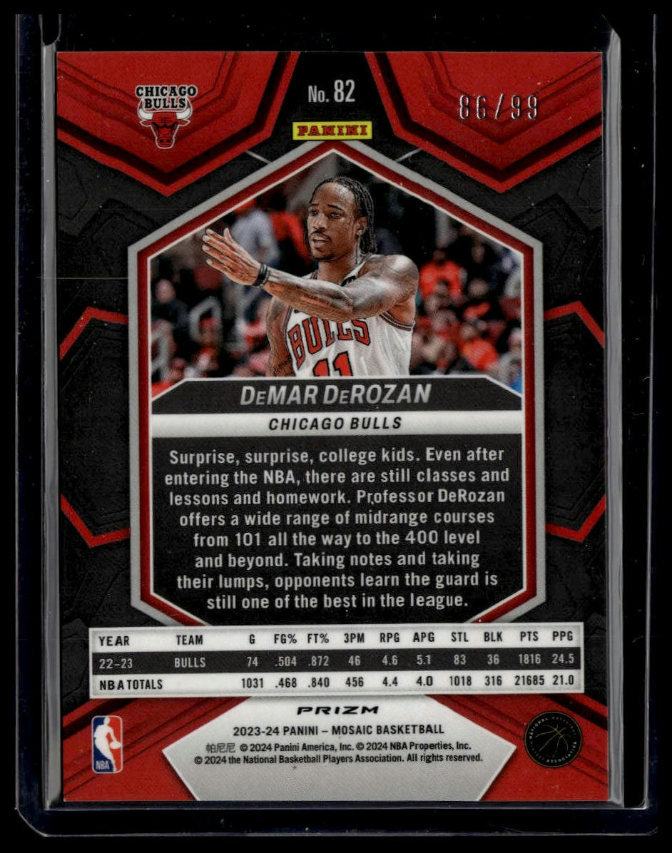 2023-24 Panini Mosaic #82 DeMar DeRozan Purple #/99