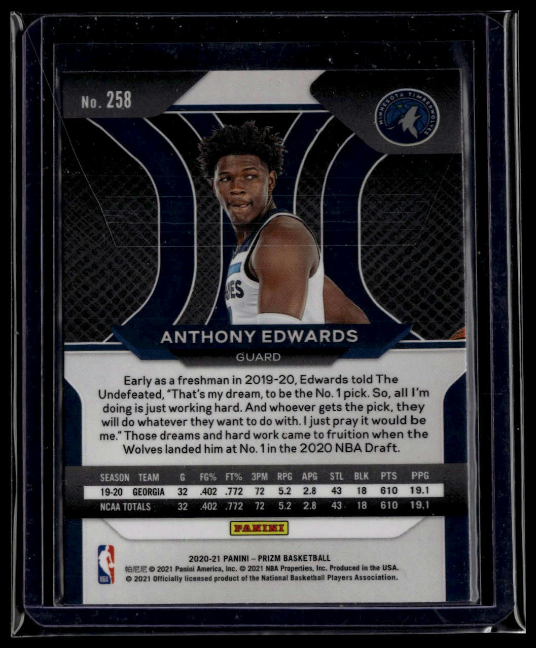 2020-21 Panini Prizm #258 Anthony Edwards