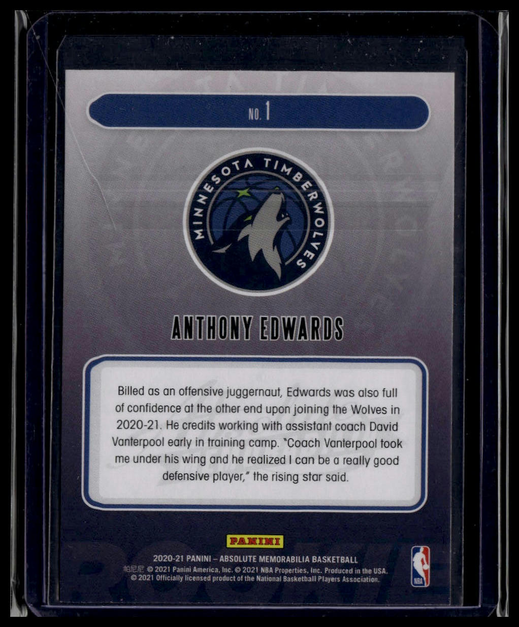 2020-21 Panini Absolute Memorabilia #1 Anthony Edwards Rookies Yellow