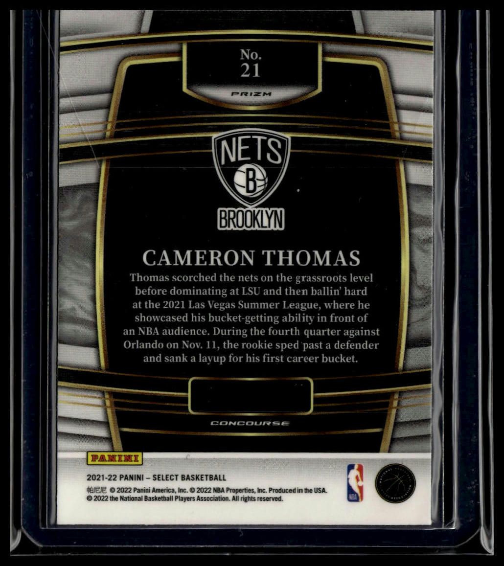 2021-22 Panini Select #21 Cameron Thomas Blue Shimmer Prizms