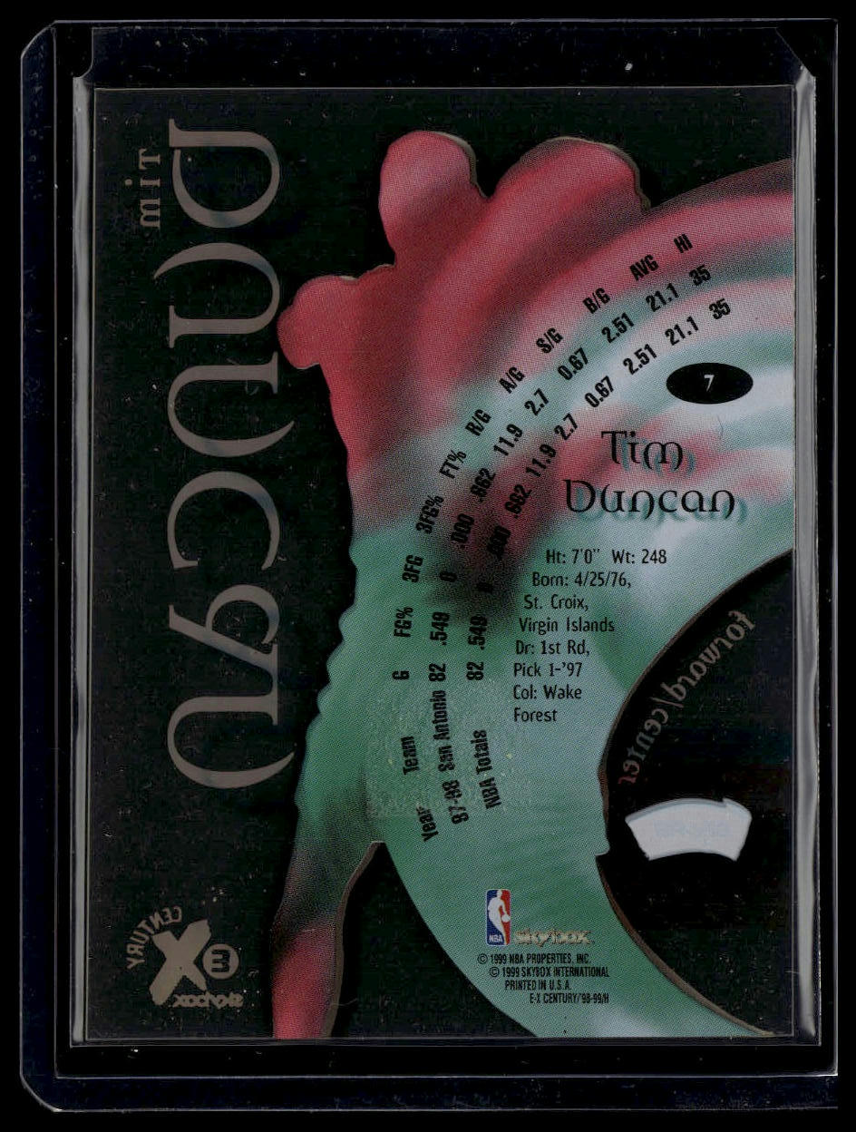 1998-99 SkyBox E-X Century #7 Tim Duncan