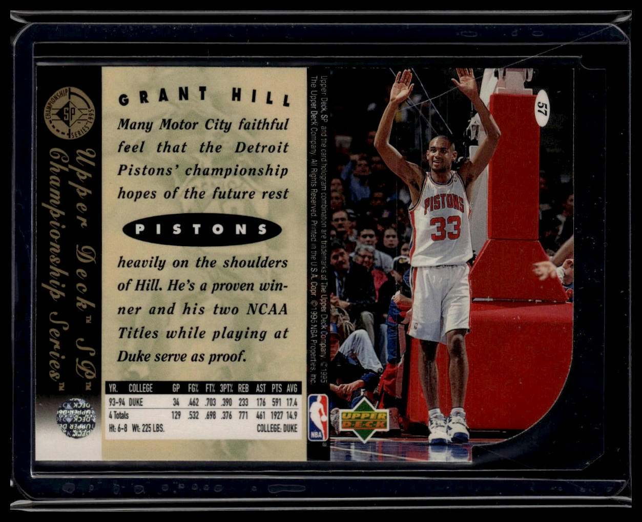 1994-95 SP Championship #57 Grant Hill Die Cuts