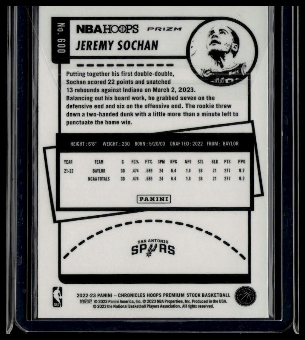 2022-23 Panini Chronicles #600 Jeremy Sochan Silver