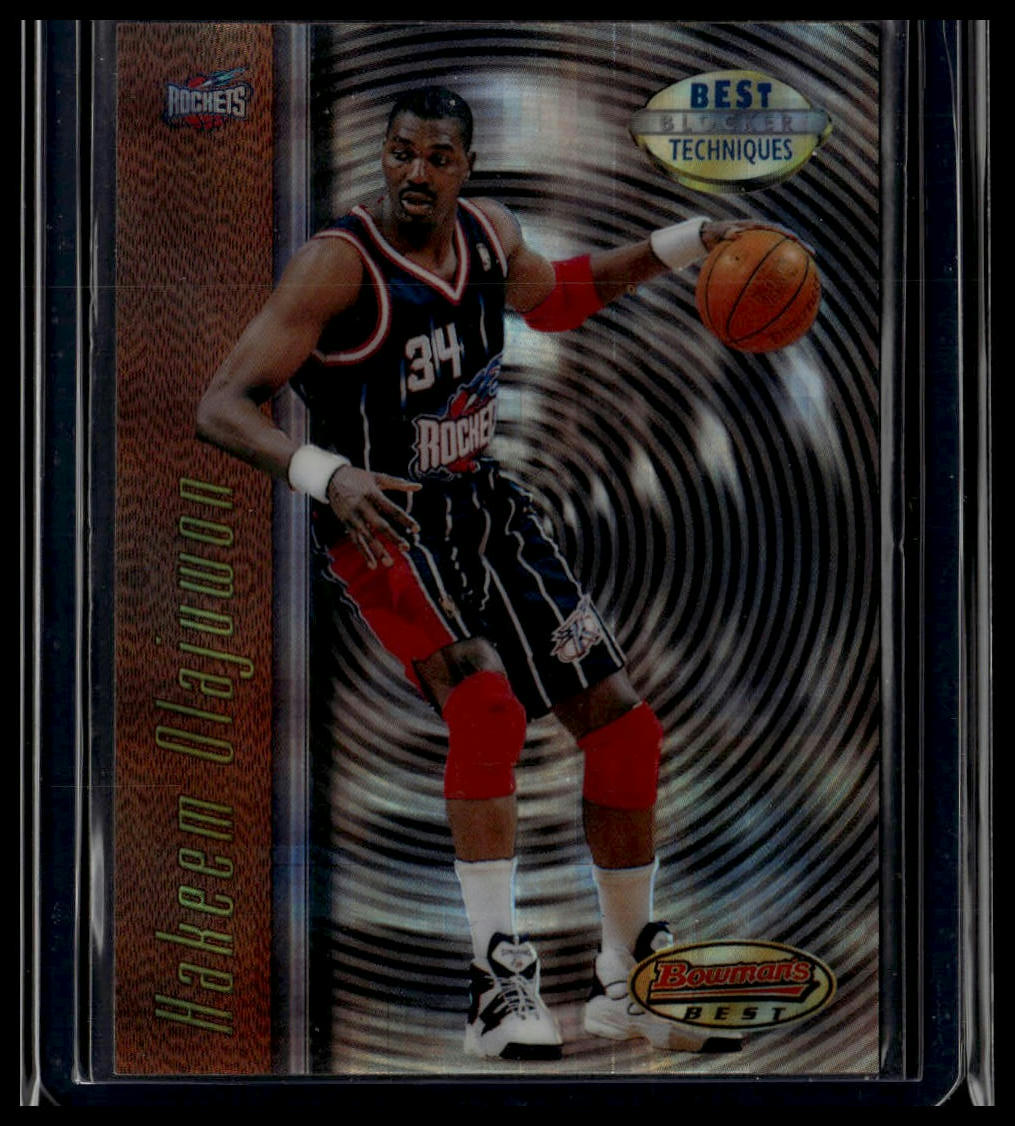 1997-98 Bowman's Best #T8 Hakeem Olajuwon Techniques Atomic Refractors