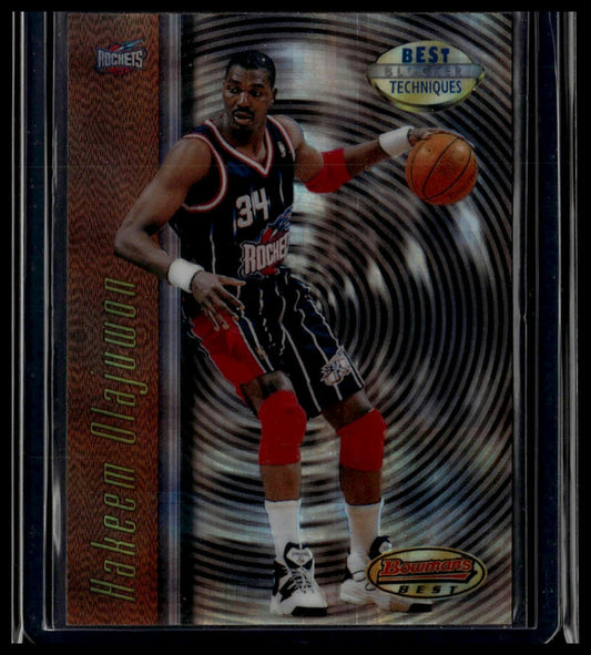 1997-98 Bowman's Best #T8 Hakeem Olajuwon Techniques Atomic Refractors