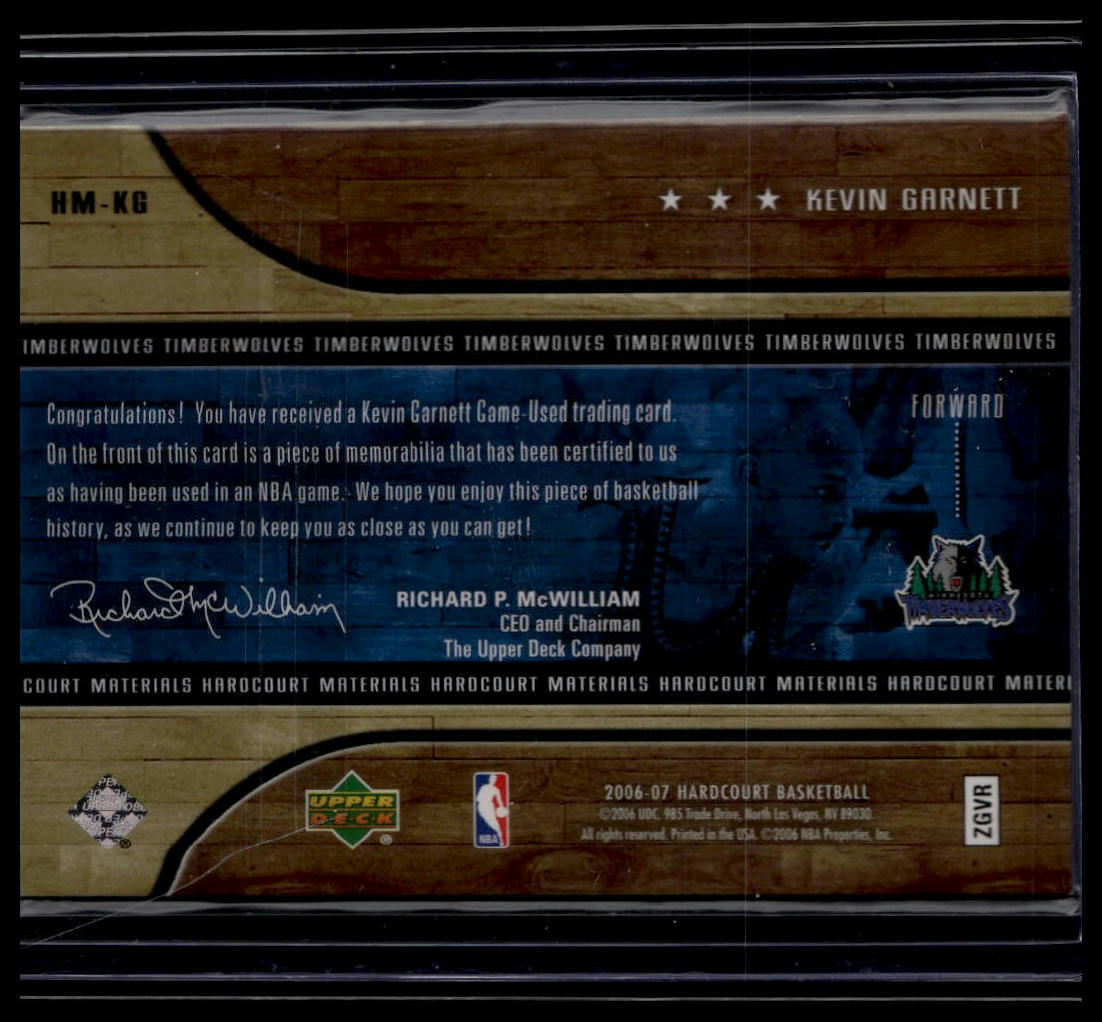 2006-07 Upper Deck Hardcourt #HM-KG Kevin Garnett Materials
