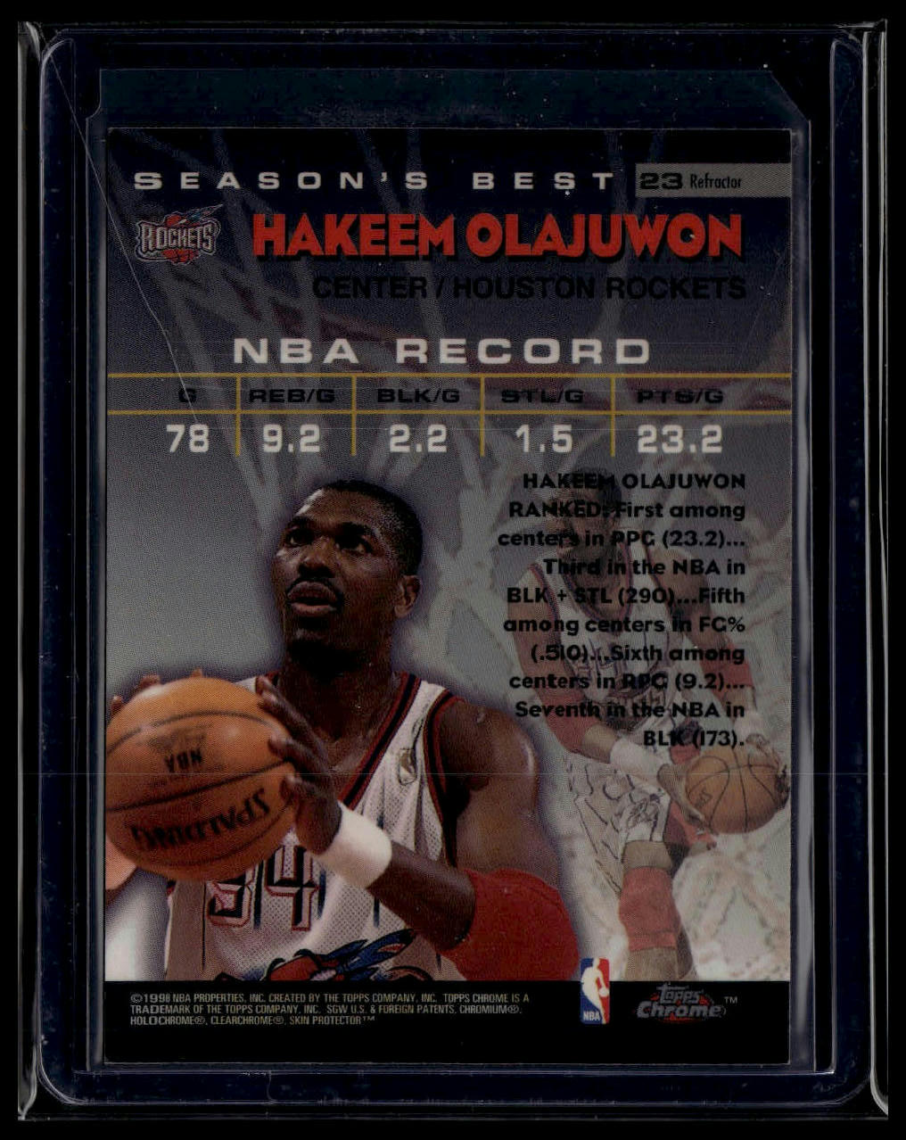 1997-98 Topps Chrome #23 Hakeem Olajuwon Season's Best Refractors