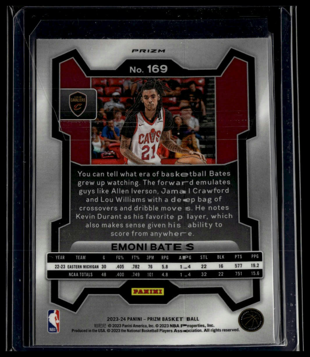 2023-24 Panini Prizm #169 Emoni Bates Prizms Red Ice