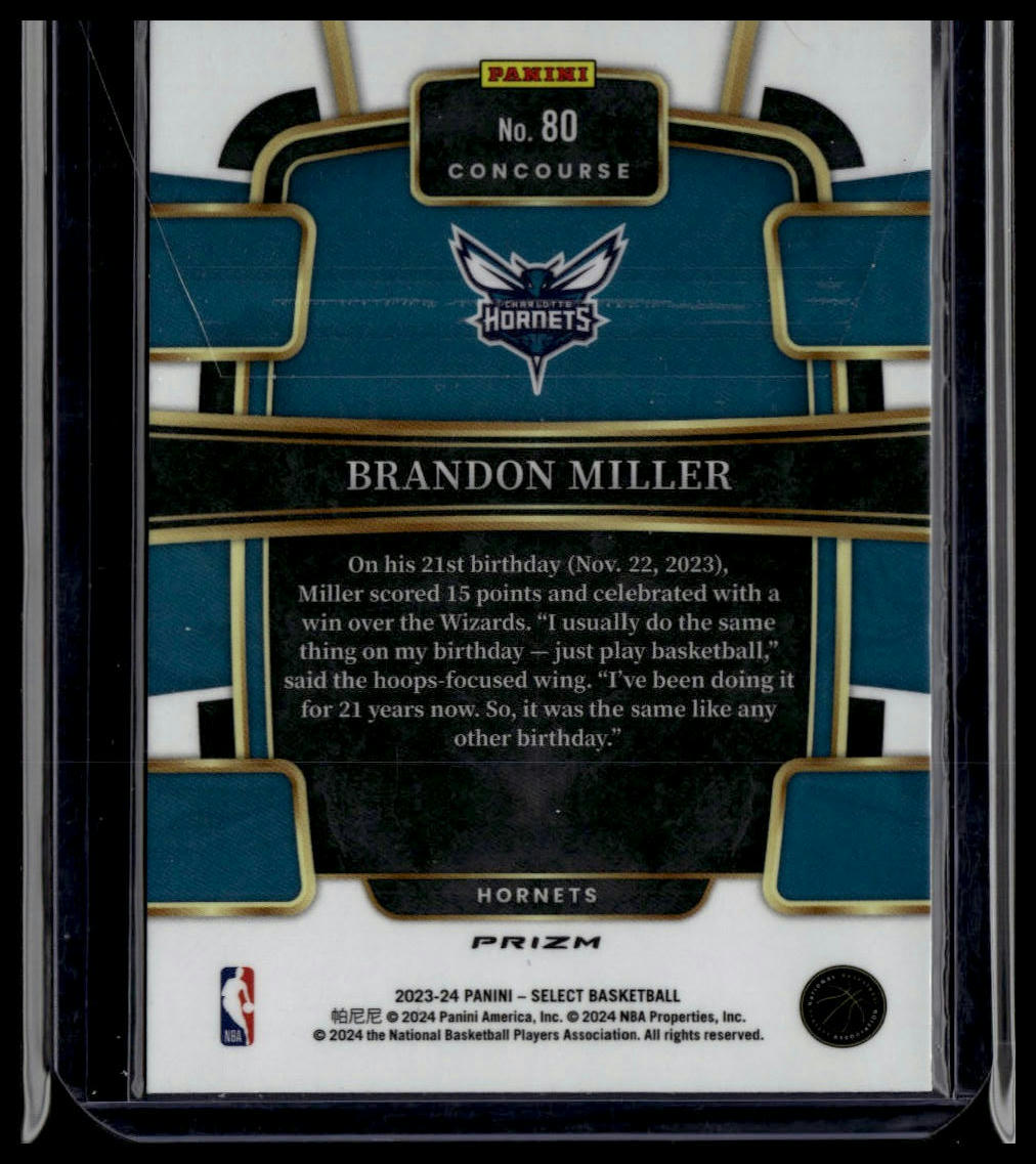 2023-24 Panini Select #80 Brandon Miller Blue Prizms