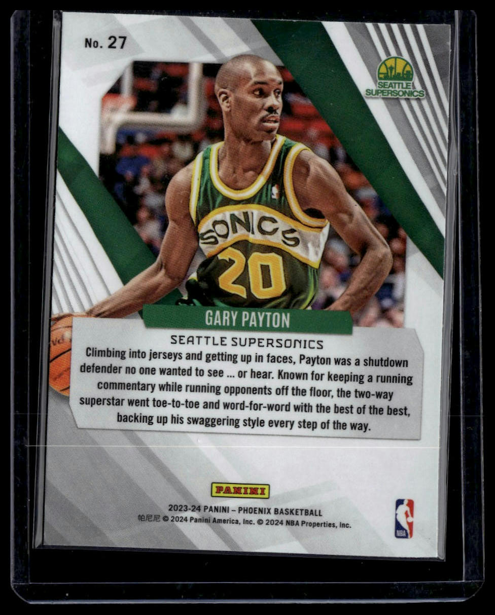 2023-24 Panini Phoenix #27 Gary Payton Phoenix Teal Lazer