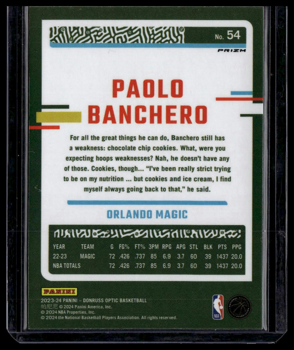 2023-24 Donruss Optic #54 Paolo Banchero Purple
