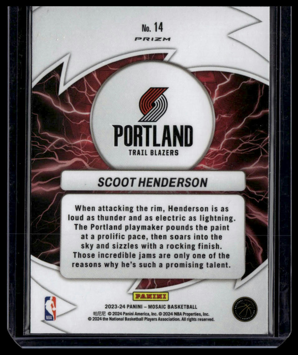 2023-24 Panini Mosaic #14 Scoot Henderson Thunder Road Mosaic Green