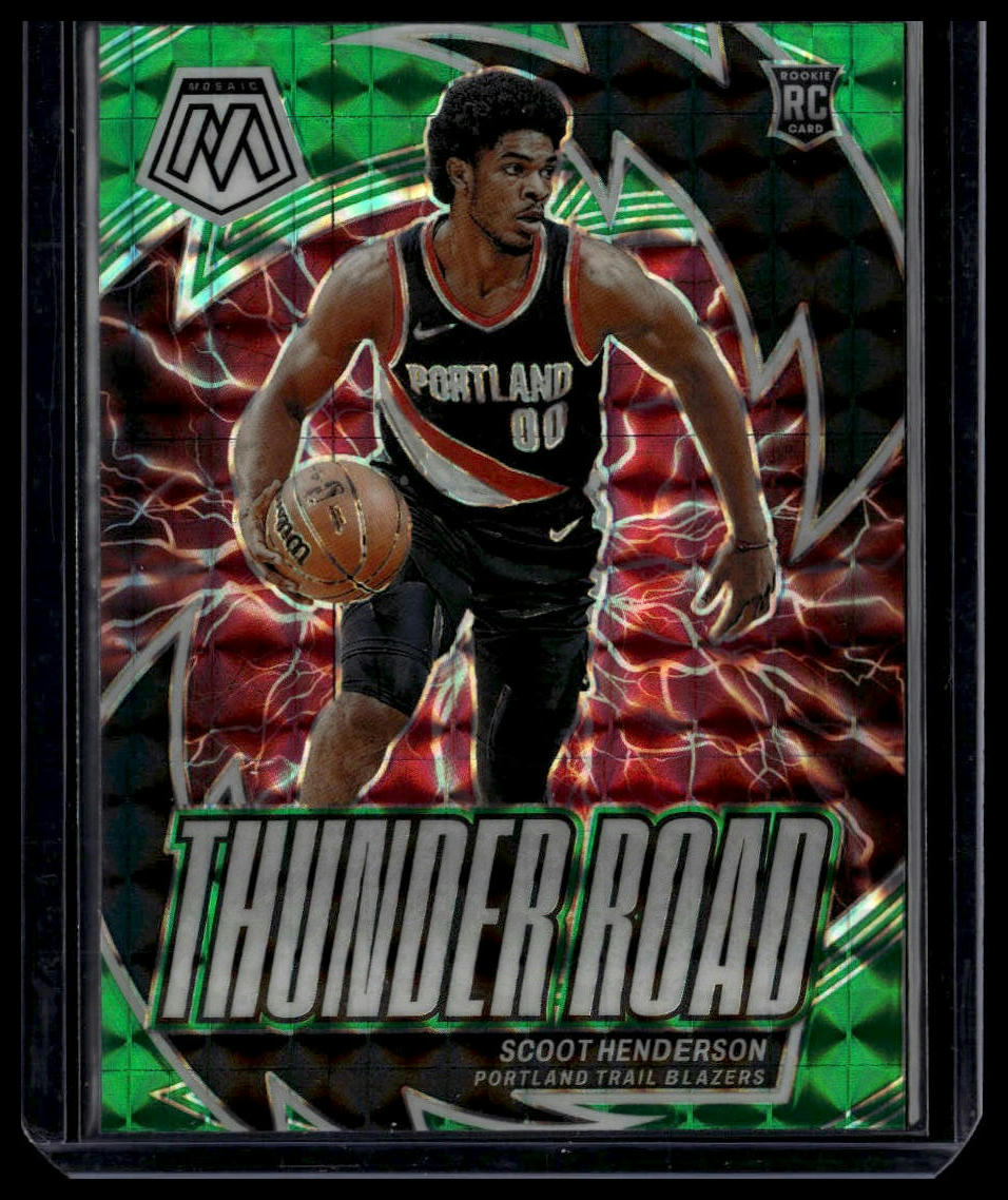 2023-24 Panini Mosaic #14 Scoot Henderson Thunder Road Mosaic Green