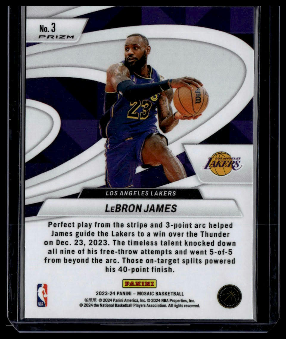 2023-24 Panini Mosaic #3 LeBron James Give and Go Mosaic Green