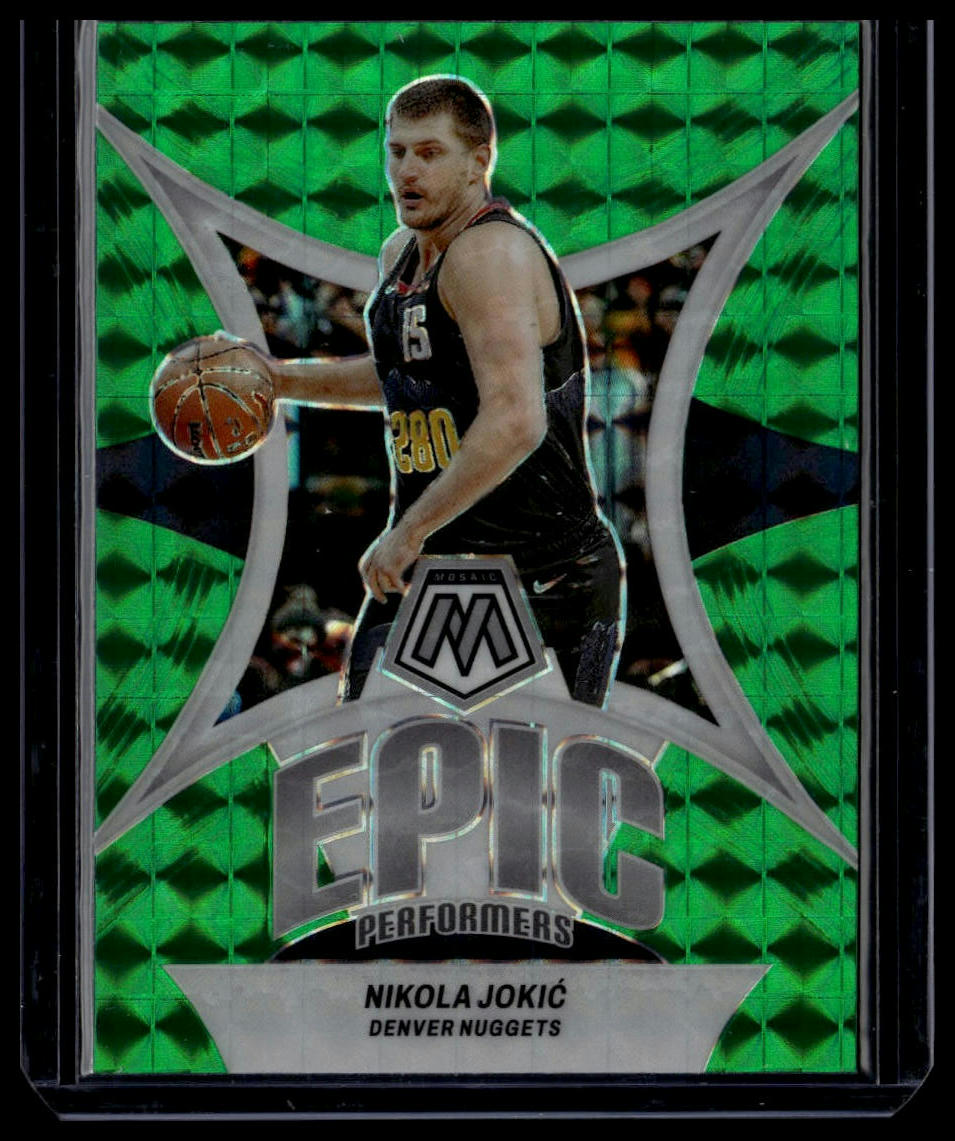 2023-24 Panini Mosaic #15 Nikola Jokic Epic Performers Mosaic Green