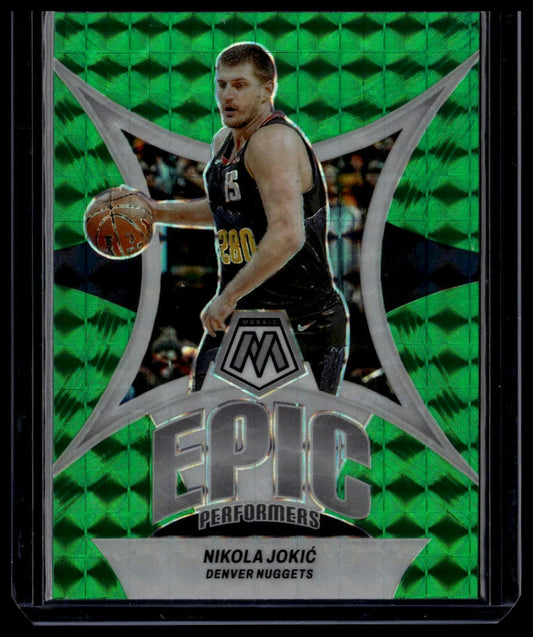 2023-24 Panini Mosaic #15 Nikola Jokic Epic Performers Mosaic Green