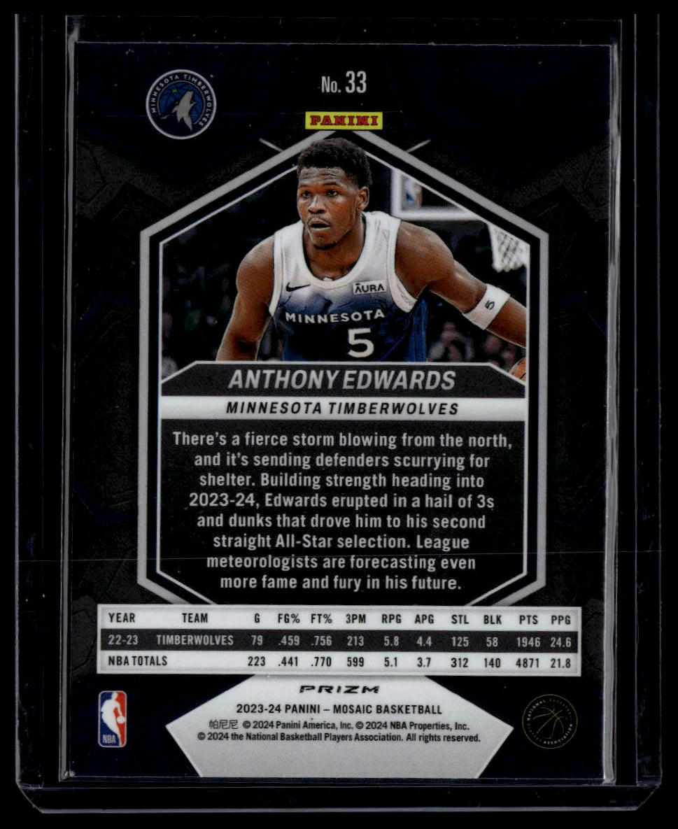 2023-24 Panini Mosaic #33 Anthony Edwards Green