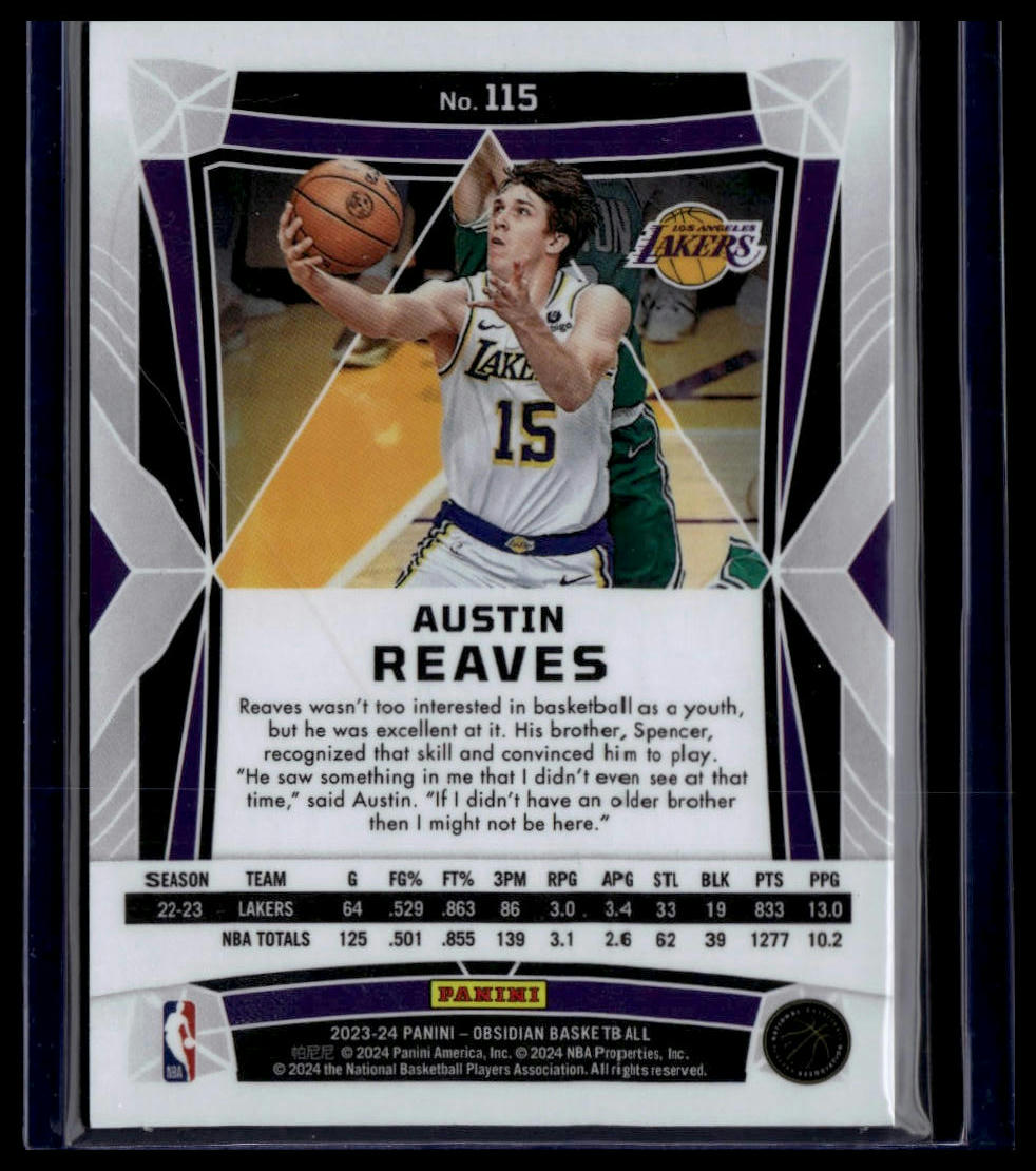 2023-24 Panini Obsidian #115 Austin Reaves Electric Etch Red Flood