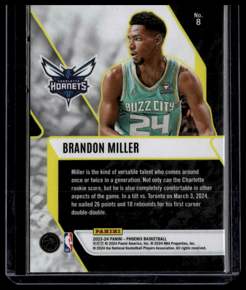 2023-24 Panini Phoenix #8 Brandon Miller Fade To Black Phoenix Teal Lazer