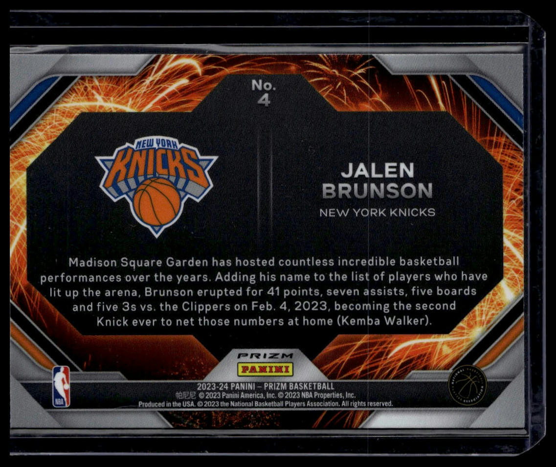 2023-24 Panini Prizm #4 Jalen Brunson Fireworks Prizms Silver