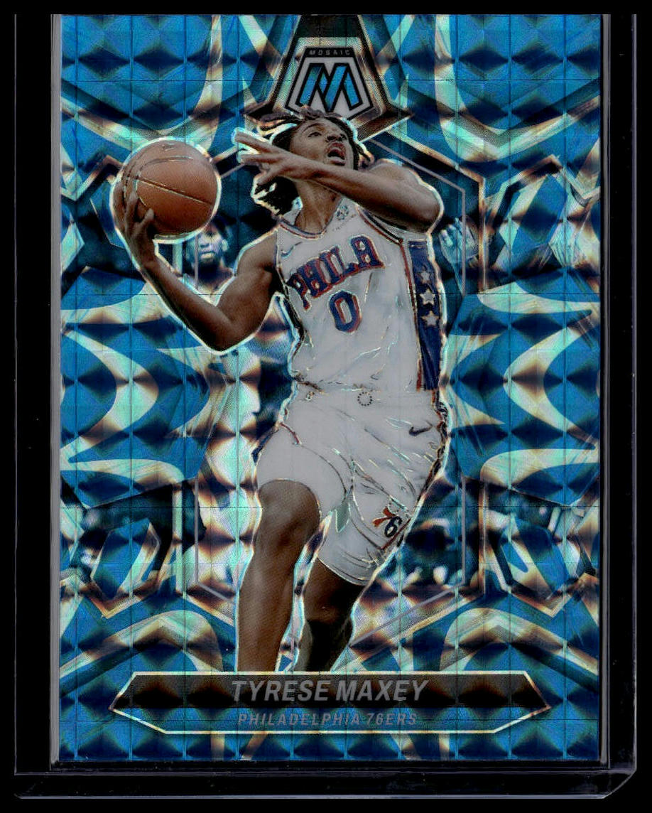2023-24 Panini Mosaic #79 Tyrese Maxey Reactive Blue