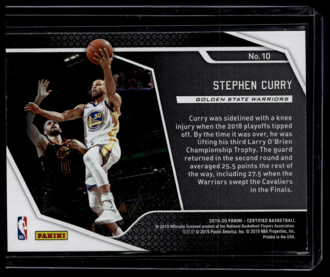 2019-20 Panini Certified #10 Stephen Curry Raise the Banner
