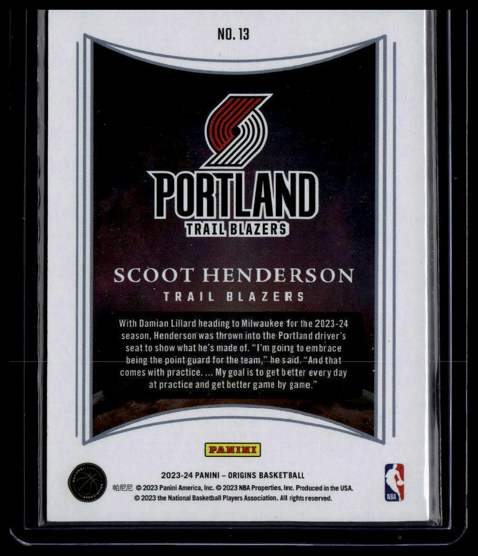 2023-24 Panini Origins #13 Scoot Henderson Dawn Red #/75