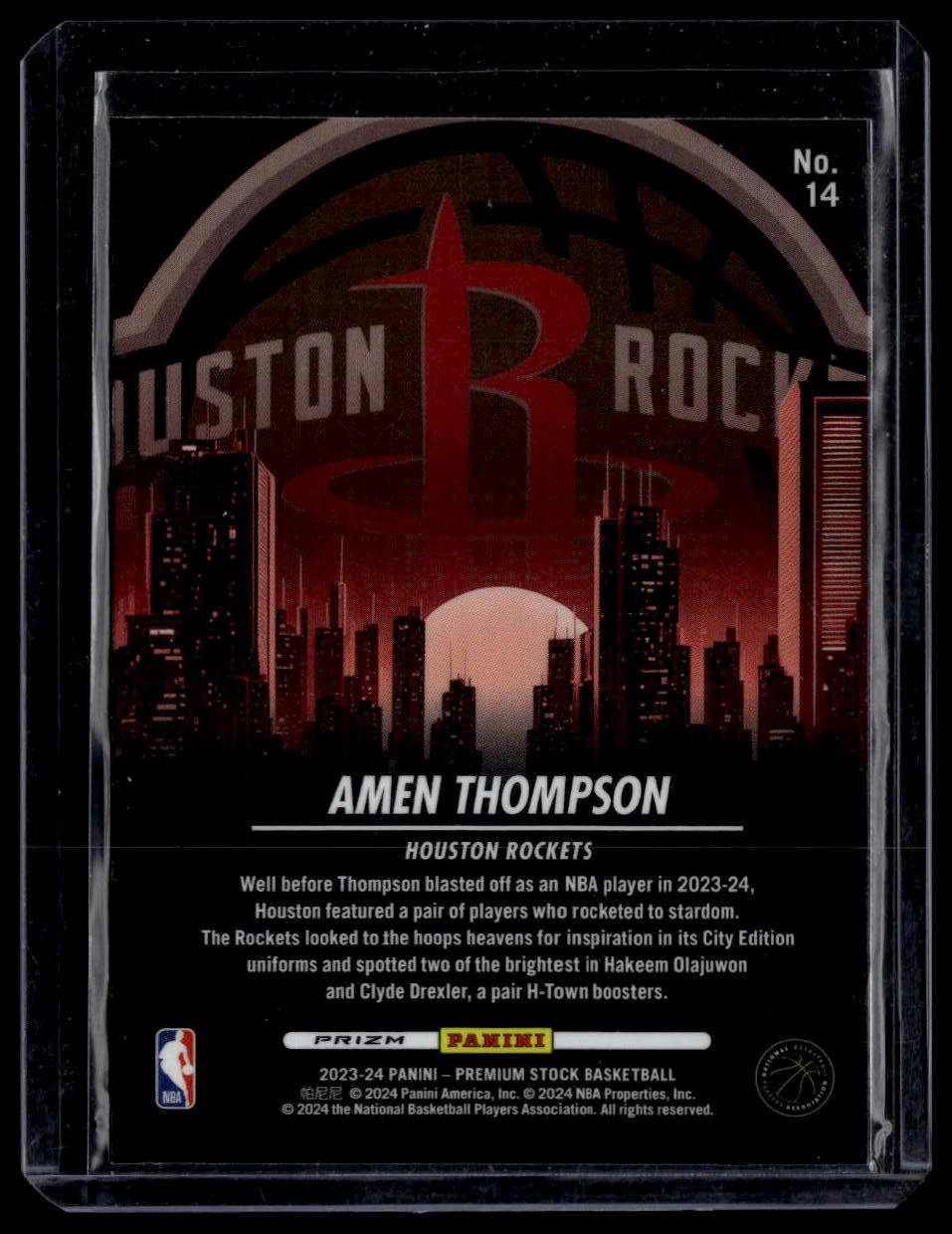 2023-24 Hoops Premium Stock #14 Amen Thompson City Edition Silver Prizm