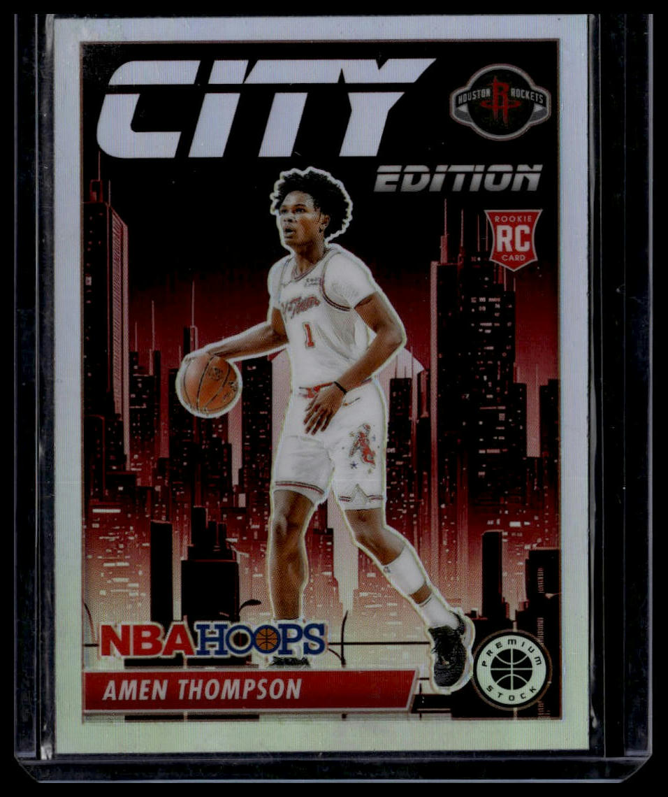 2023-24 Hoops Premium Stock #14 Amen Thompson City Edition Silver Prizm