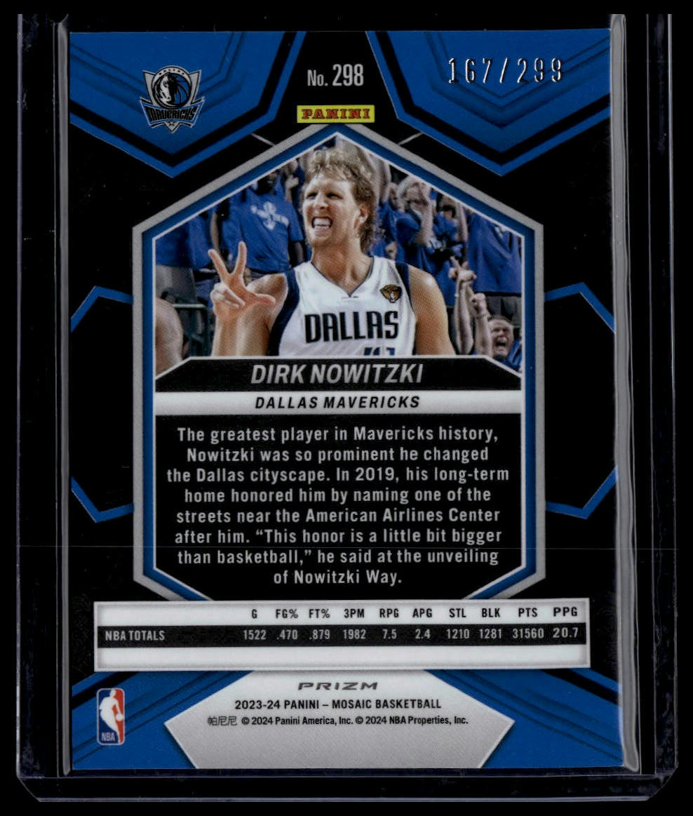 2023-24 Panini Mosaic #298 Dirk Nowitzki Red Seismic #/299