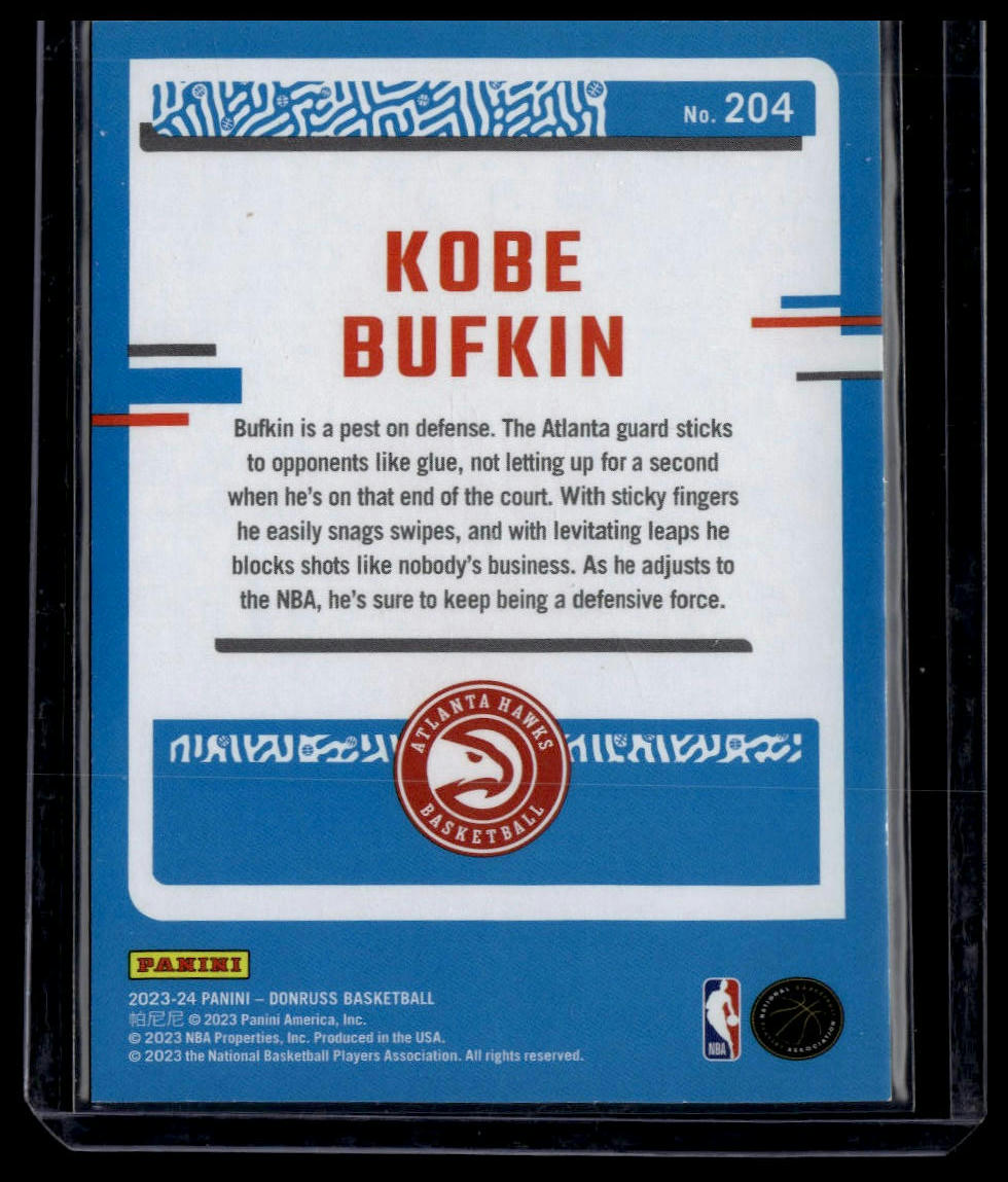 2023-24 Donruss #204 Kobe Bufkin Purple Press Proof #/199