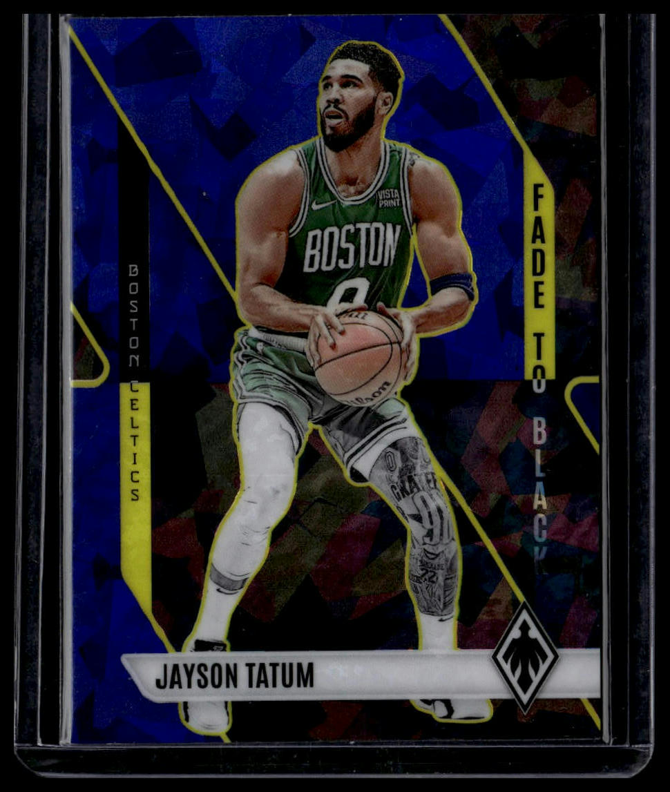 2023-24 Panini Phoenix #10 Jayson Tatum Fade To Black Phoenix Blue Ice
