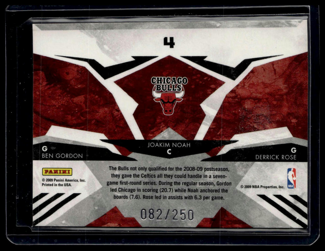 2009-10 Panini Rookies & Stars #4 Gordon/Noah/Rose Team Leaders #/250
