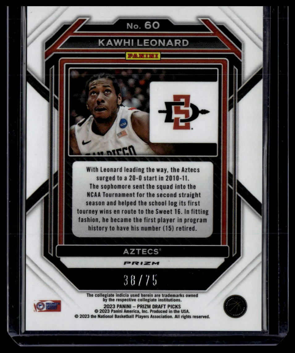 2023 Panini Prizm Draft Picks #60 Kawhi Leonard Purple #/75