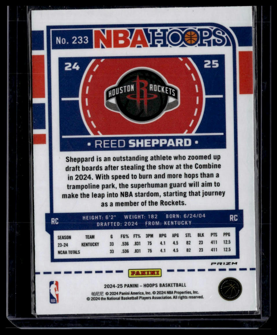 2024-25 Hoops Winter #233 Reed Sheppard Prizms Premium