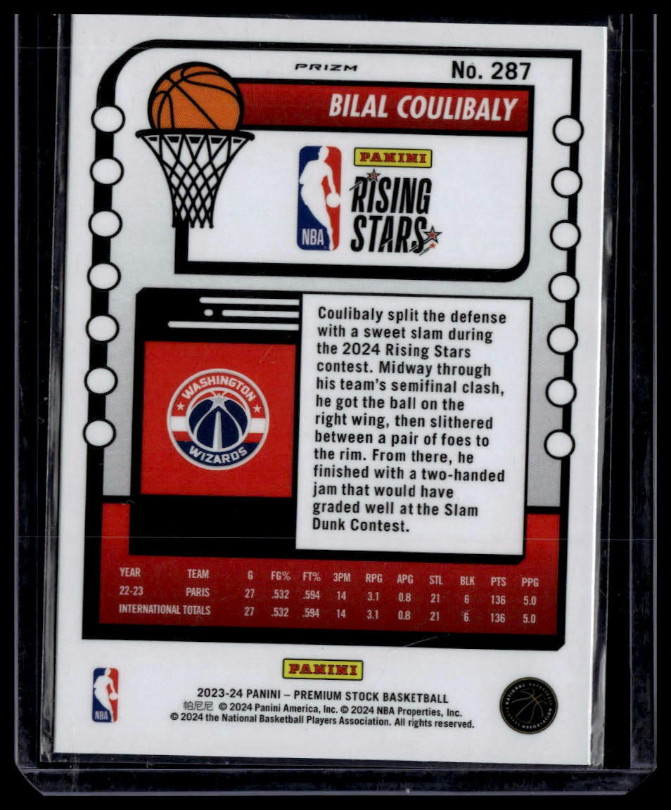 2023-24 Hoops Premium Stock #287 Bilal Coulibaly Ice Prizm