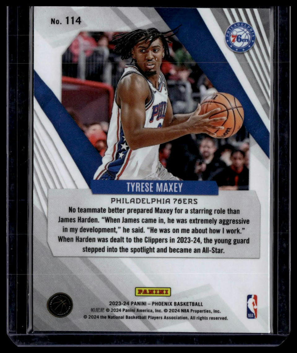 2023-24 Panini Phoenix #114 Tyrese Maxey Phoenix Blue Ice