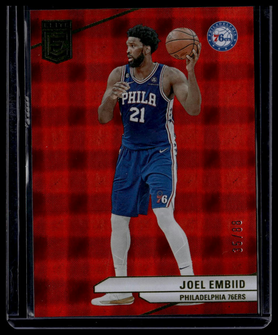 2023-24 Donruss Elite #163 Joel Embiid International Hyper Red #/88
