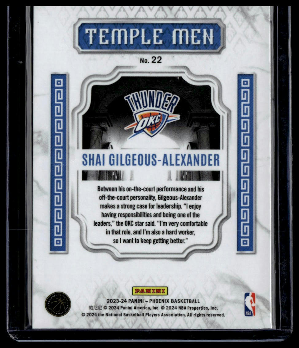 2023-24 Panini Phoenix #22 Shai Gilgeous-Alexander Temple Men Silver