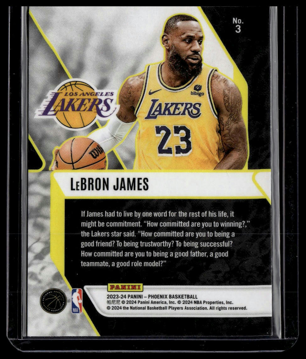 2023-24 Panini Phoenix #3 LeBron James Fade To Black Phoenix Teal Lazer