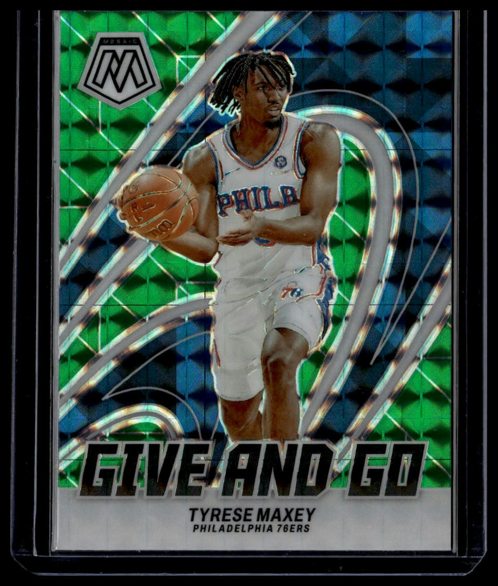 2023-24 Panini Mosaic #14 Tyrese Maxey Give and Go Mosaic Green